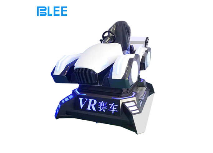 Immersive VR White Racing Car LED Enhanced Design Fun Driven Gameplay Sleek Modern Appearance VR Machine for Amusement Park