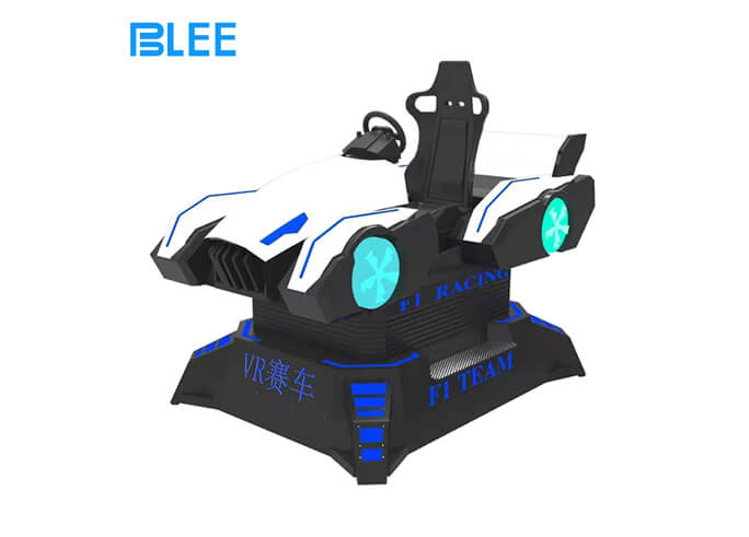 Immersive VR White Racing Car LED Enhanced Design Fun Driven Gameplay Sleek Modern Appearance VR Machine for Amusement Park