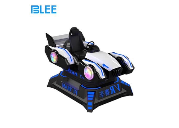 Immersive VR White Racing Car LED Enhanced Design Fun Driven Gameplay Sleek Modern Appearance VR Machine for Amusement Park