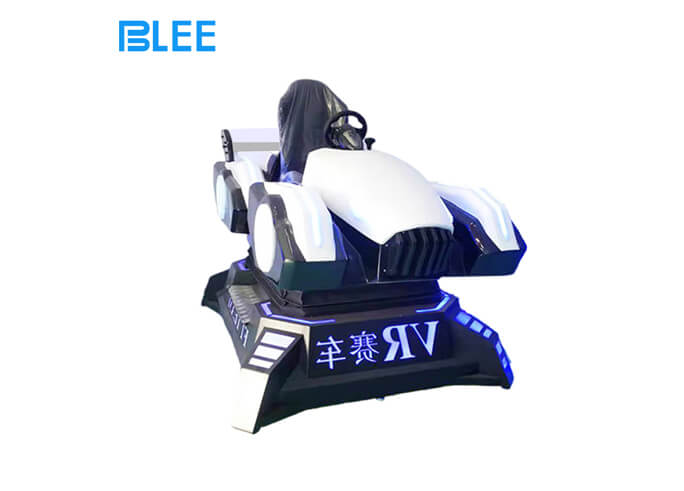 Immersive VR White Racing Car LED Enhanced Design Fun Driven Gameplay Sleek Modern Appearance VR Machine for Amusement Park