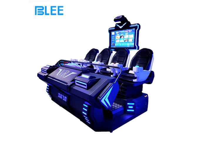 Fashionable Four-person Cinema Black VR Gaming Machine Supplier Precision Motion Control VR Simulator Machine for Arcade