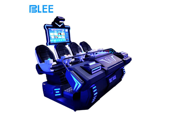 Fashionable Four-person Cinema Black VR Gaming Machine Supplier Precision Motion Control VR Simulator Machine for Arcade