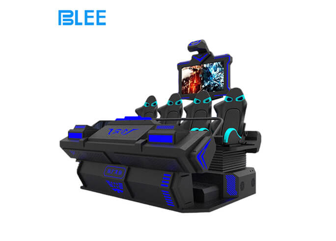 Fashionable Four-person Cinema Black VR Gaming Machine Supplier Precision Motion Control VR Simulator Machine for Arcade