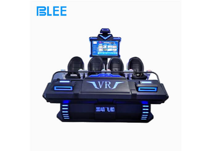 Fashionable Four-person Cinema Black VR Gaming Machine Supplier Precision Motion Control VR Simulator Machine for Arcade