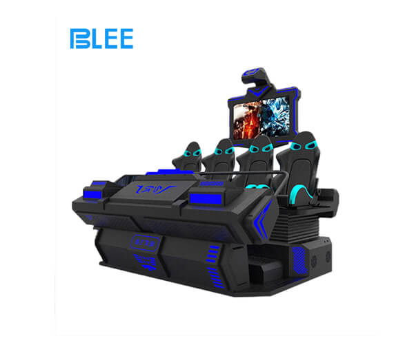 Fashionable Four-person Cinema Black VR Gaming Machine Supplier Precision Motion Control VR Simulator Machine for Arcade