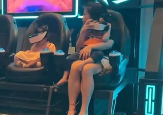 3. Shared Cinematic Experience: The group watches and interacts with immersive VR films or story-driven adventures, experiencing synchronized scares, surprises, and emotional moments together.
