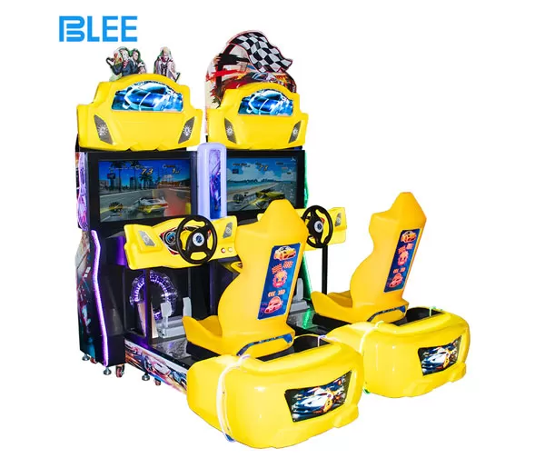 32 Inch Yellow Connected Racing Car Arcade Game Machine for Coin-operated Rides