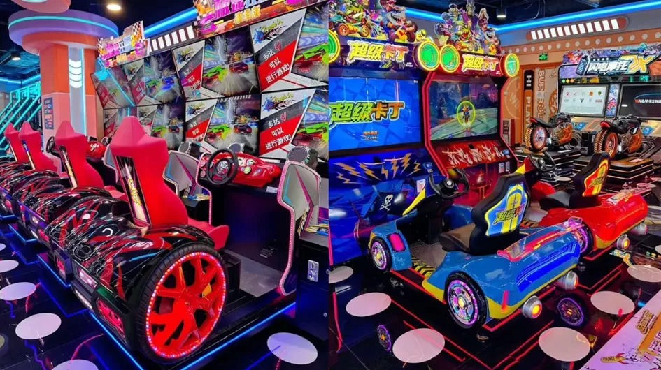 Coin Operated Cute Arcade Car Full Motion Simulator Driving Game Machine Cockpit Outrun 32 for Kids One Stop Solution