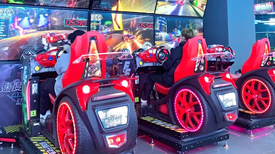 Coin Operated Snowmobile Racing Arcade Game 4 Displays HD Video Motorcycle Racing Game Machine One Stop Solution