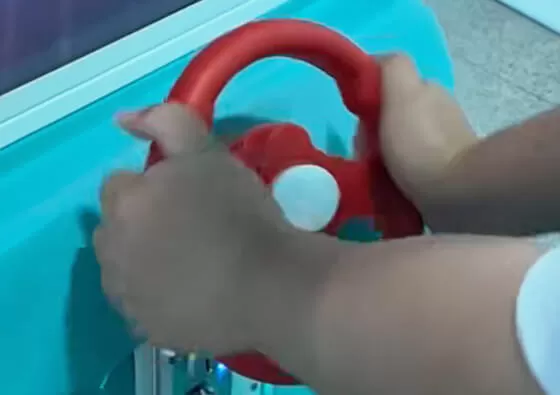 2. Music and Animation Entertainment: The integrated screen plays engaging content including heroic-themed videos and upbeat children's songs throughout the ride.