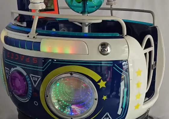 1. Insert Coins to Activate: Simply insert the required number of coins into the acceptor to power on the ride and prepare for the cosmic journey.