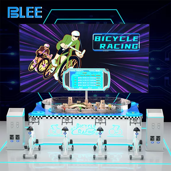 product details of 4 players racing cycling commercial vr machine futuristic design style high end industrial design vr amusement equipment supplier