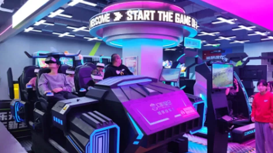 virtual reality theme park arcade simulate driving 6 seaters 9d vr motion cinema spaceship one stop solution